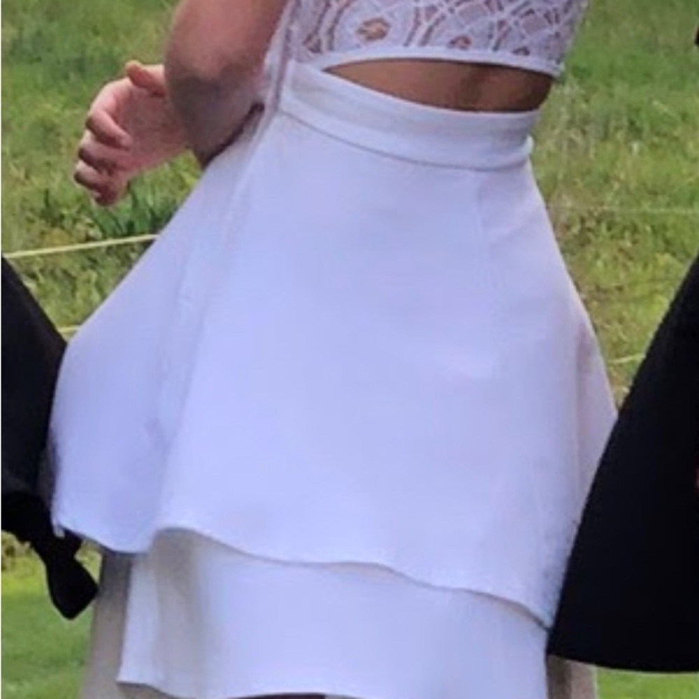 White Semiformal Lace- Open Back Dress